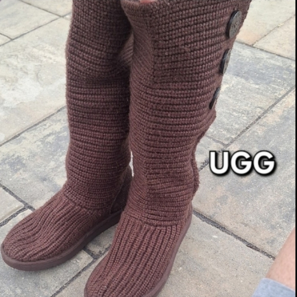 UGG Brown Knit Convertable Boots  Size 7 Good Condition!! - Picture 2 of 15